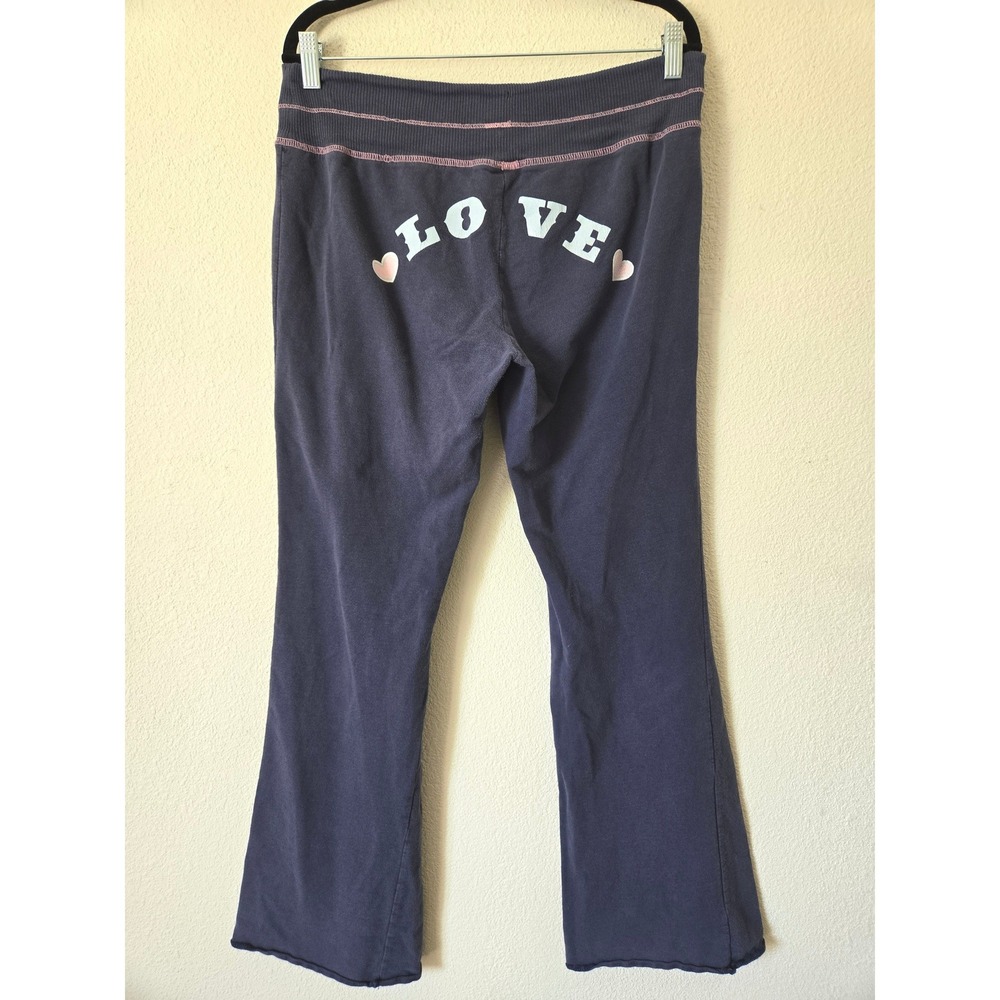 Y2K Disney Womens XL Sweatpants Love SPELLOUT Bootcut Pants Stitching 2000s - Picture 10 of 10